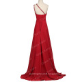 Grace Karin Fashion Beaded One Shoulder Dark Red Chiffon Prom Dress Long CL2949-7